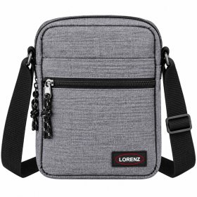 2513 Grey Small Bag With 2 Top Zips & Front Pocket (New)