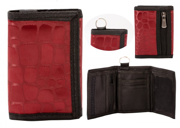 LL-90P CHEETAH BURGUNDY UNISEX VELCRO POLYESTER WALLET