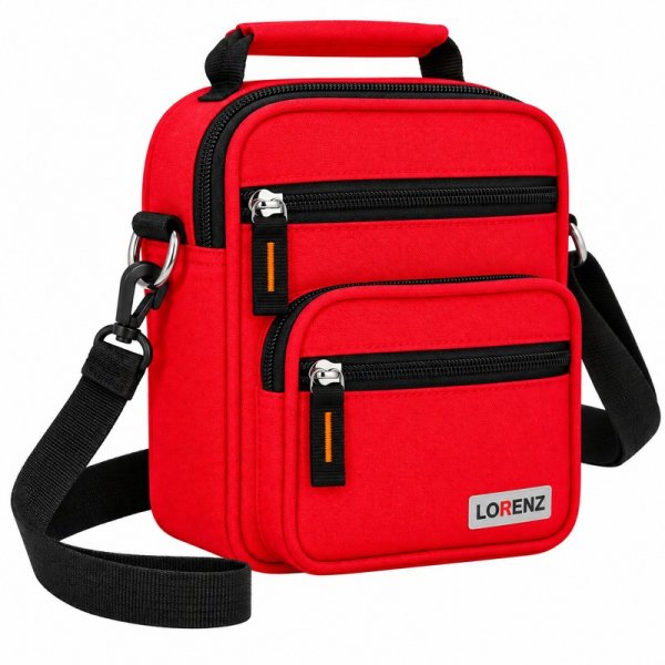 2571 Red Unisex Polyester Bag, 5 Zips & Belt Loop (New)