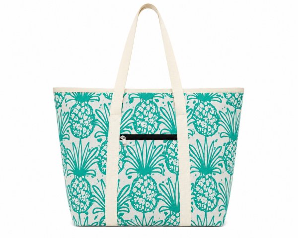 3408/Turquoise PineappleTop Zip Tote/Beach