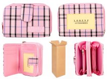 7154 pink twin zip round check purse with front wallet box of 12