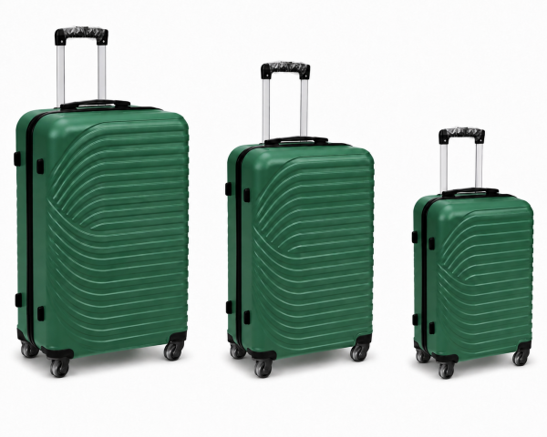 003 Set of 3 Green Hard Shell Suitcases