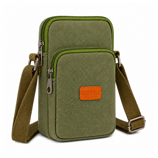 LL-166 Green X-Body 3 Zip Shoulder Bag (New)