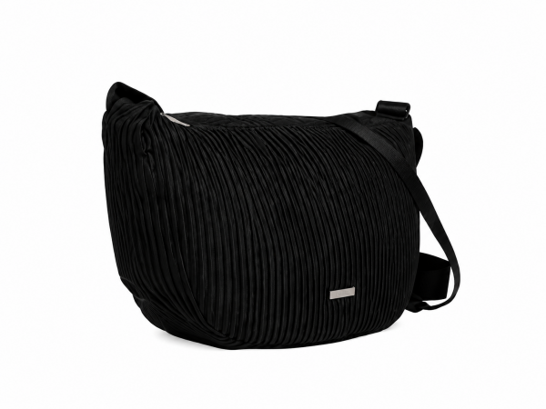 5846 Black Pleated Sling Shoulder Bag