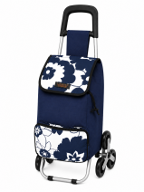 6960 White Flowers 6 Wheel Stair Climber Shopping Trolley