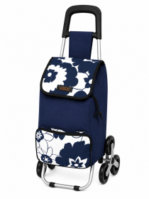 6960 White Flowers 6 Wheel Stair Climber Shopping Trolley