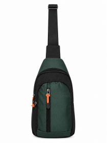 LL-7093 GREEN X-BODY 3 ZIP SHOULDER BAG