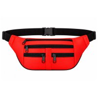 BB-05 Red Leather Bum Bag/Waist Bag W/5 Zips (New) BB-05 Red Leather Bum Bag/Waist Bag W/5 Zips (New)