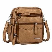 HB-PU-186 Gold Multi-Zipper Metallic Travel Crossbody Bag