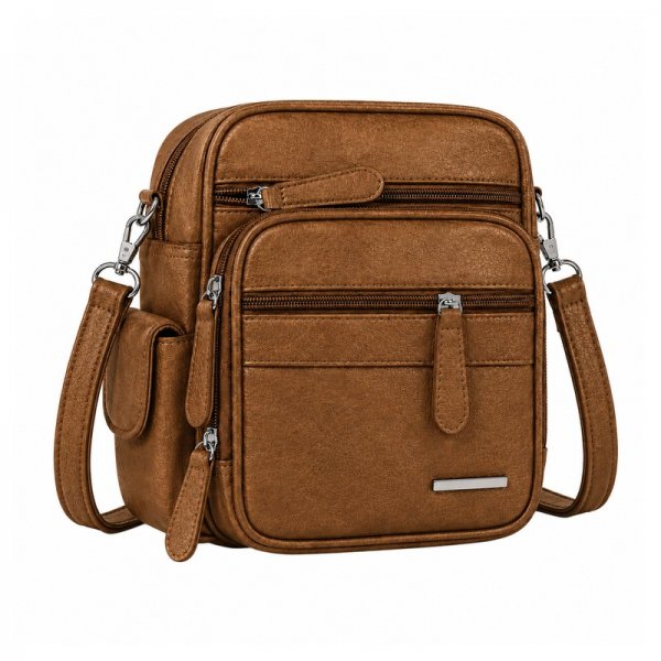 HB-PU-186 Gold Multi-Zipper Metallic Travel Crossbody Bag