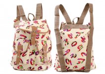 2610 BOHO FLORAL FONT PRINT CANVAS WITH 2 FRONT POCKETS