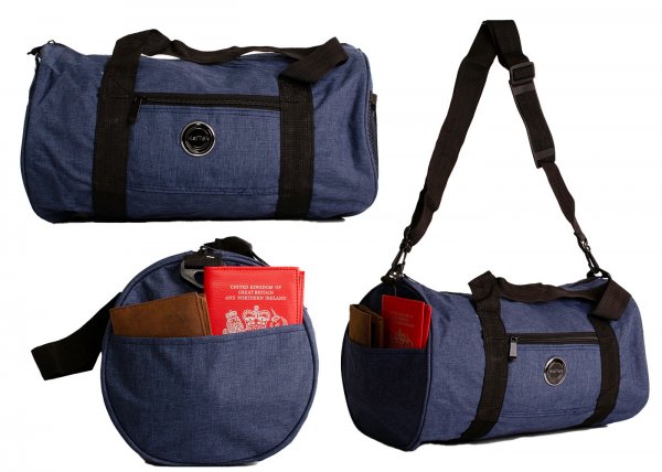 2633 NAVY 40 CM BARRELL HOLDALL WITH FRONT ZIP POCKET