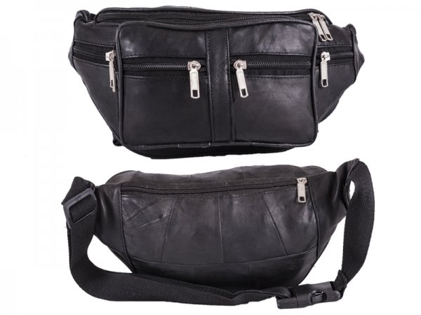 BB 001 BLACK SOFT LEATHER BUMBAG