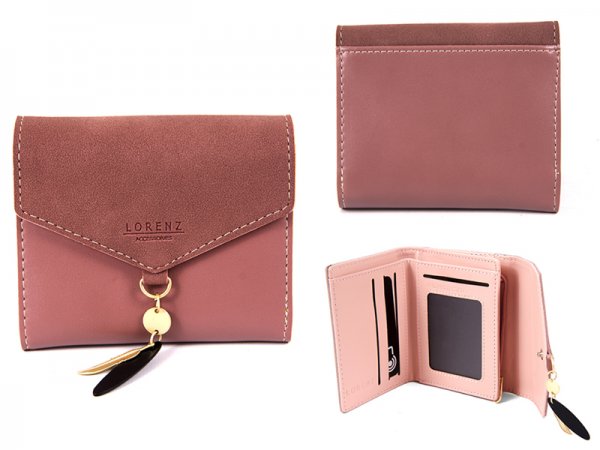 7144 DUSTY PINK SMALL ENVELOPE STYLE FLAPOVER PURSE RFID CHAR