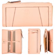 0590 NUDE PEBBLE LEATHER LONG TOP ZIP PURSE WALLET