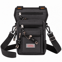 2517 Black Biker Hip-Shoulder Bag W/5 Zip (New)