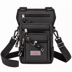 2517 Black Biker Hip-Shoulder Bag W/5 Zip (New)