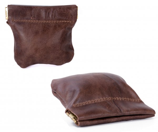 Leather Snap Purse Brown