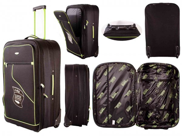 JB2006 BLACK/LIME 2 WHEEL 29'' TRAVEL TROLLEY SUITCASE