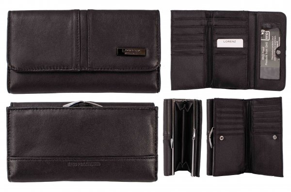 1230 BLACK RFID MULTI HIDE REAL LEATHER WALLET PURSE