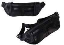 BB-5 or MF-5 BLACK LEATHER BUMBAG W/ 5 ZIPS