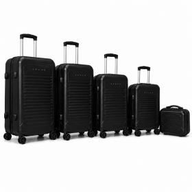 T-HC-716 SET OF 5 Black Premium Hard Shell Suitcases