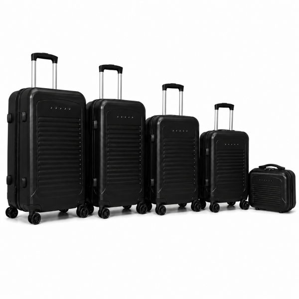 T-HC-716 SET OF 5 Black Premium Hard Shell Suitcases