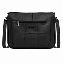 3736 Black Lorenz Cow Hide Twin Top Zip Bag