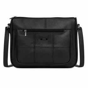 3736 Black Lorenz Cow Hide Twin Top Zip Bag
