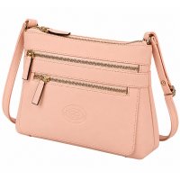 0594 Nude Pebble Leather Top Zip Rfid X-Body Bag W/4 Zip (New) 0594 Nude Pebble Leather Top Zip Rfid X-Body Bag W/4 Zip (New)