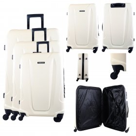JB-2093 WHITE SET OF 3 TRAVEL TROLLEY SUITCASE