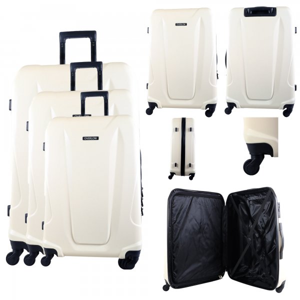 JB-2093 WHITE SET OF 3 TRAVEL TROLLEY SUITCASE