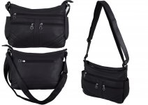 5730 TOP ZIP PU BAG WTH 2 FRNT ZIPS 1 BCK ZIP BLACK