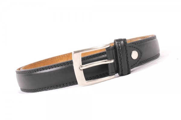 2720 BLACK 1" Smooth Finish Belt with Silver Buckle M (32"-36")