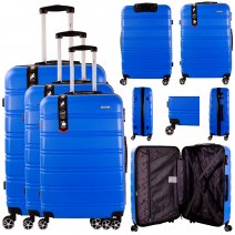 EV-441 ROYAL BLUE SET OF 3 TRAVEL TROLLEY SUITCASES