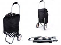 6958 2 WHEEL SHOPPING TROLLEY BLACK POLKA DOT
