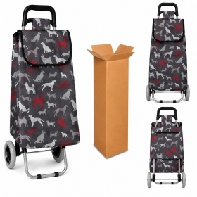 LL-ST05 DOG PATTERN PRINT 2 WHEEL SHOPPING TROLLEY BOX OF 10