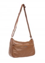 1981 LIGHT TAN S.Nappa Top Zip Shlder Bag, Front Bck Zip