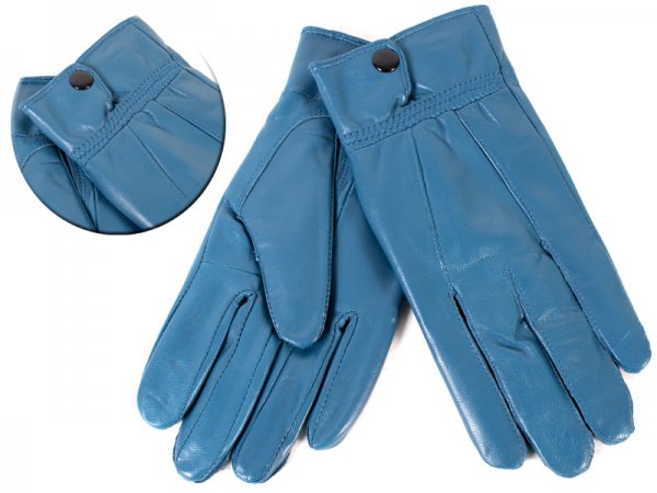8910 BLUE Ladies Soft Leather Glove with Button SMALL X036-X058