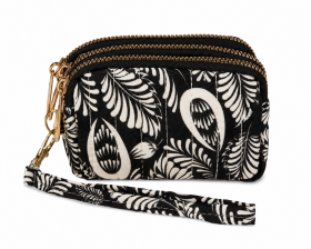 2323 Black Triple Top Zip Coin And Accessory Pouch