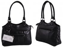 1943 BLACK Lrg Top Zip S.Nappa Bag wth Bck & 2 Frnt Zips