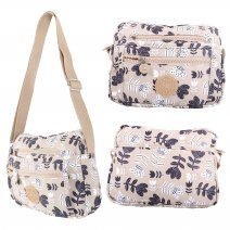 LL-17P BEIGE FLOWER SHOULDER BAG