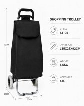 LL-ST05 PLAIN BLACK 2 WHEEL SHOPPING TROLLEY