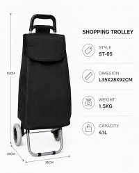 LL-ST05 PLAIN BLACK 2 WHEEL SHOPPING TROLLEY LL-ST05 PLAIN BLACK 2 WHEEL SHOPPING TROLLEY
