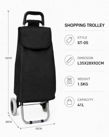 LL-ST05 PLAIN BLACK 2 WHEEL SHOPPING TROLLEY