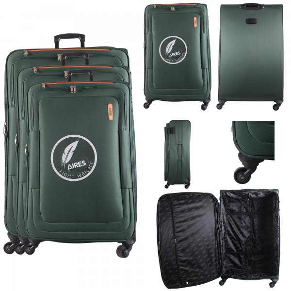 AR727 GREEN TRAVEL TROLLEY SUITCASE SET OF 3