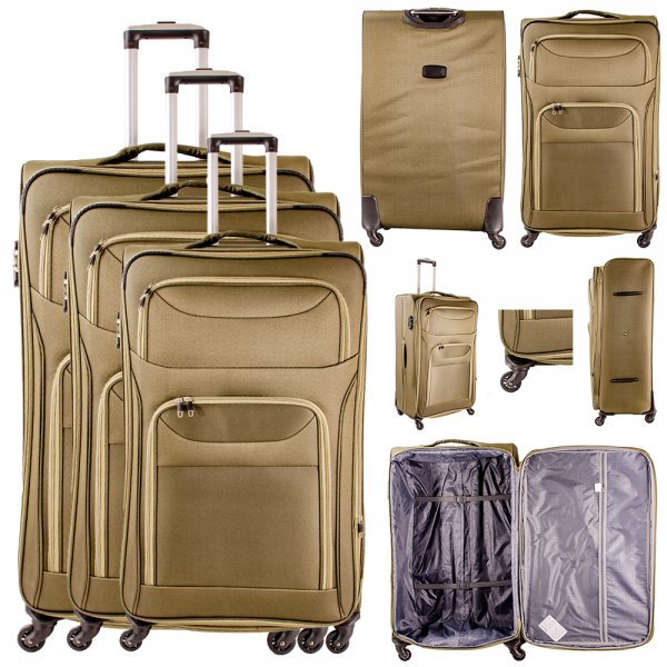 T-SL-01 GREEN SET OF TRAVEL TROLLEY SUITCASES