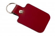 RED RECTANGLE LEATHER KEY RING