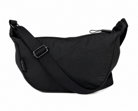 2310 Black Lorenz Top Crinkled Nylon Sling Chest Bag