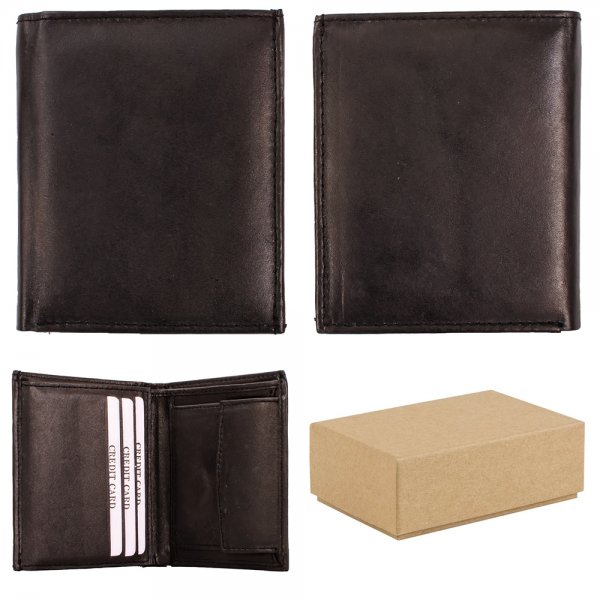 S-090 BLACK LEATHER WALLET BOX OF 12